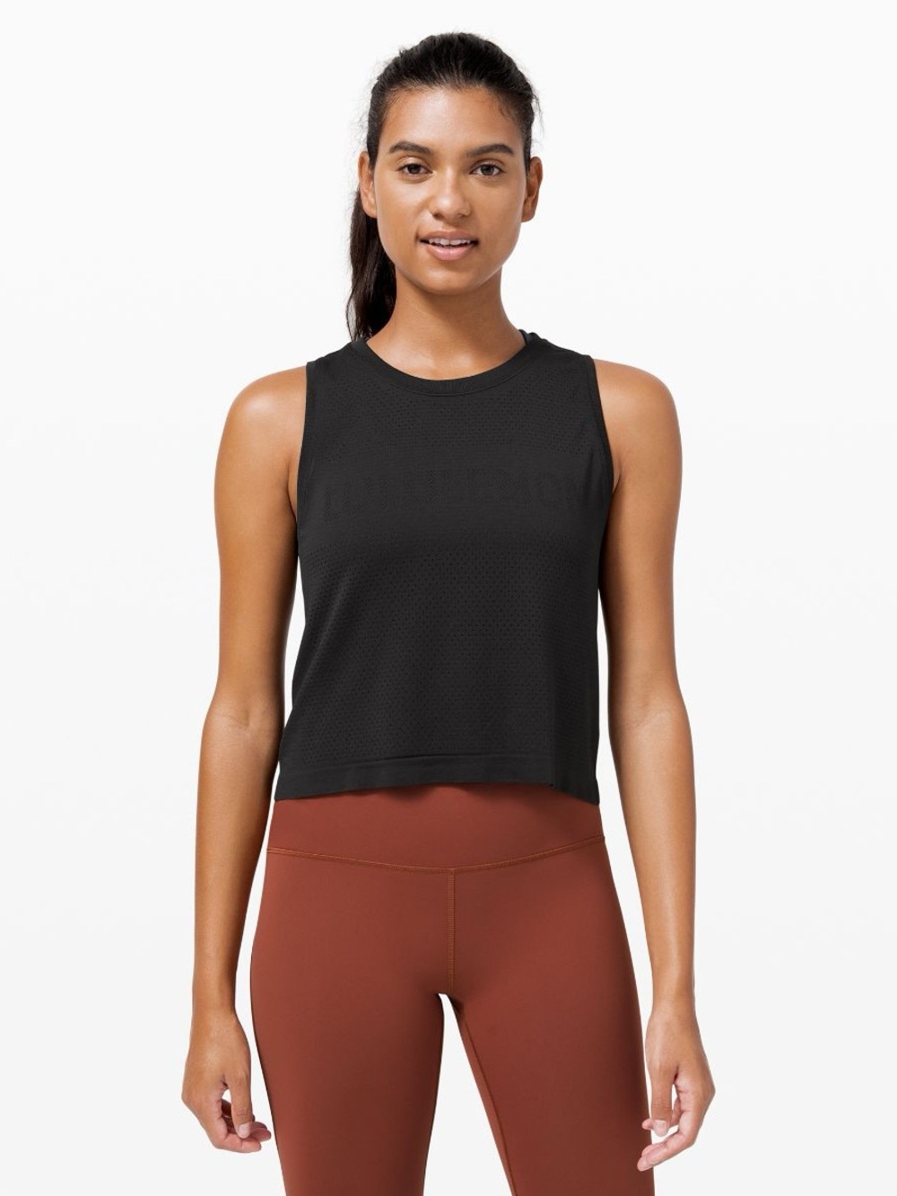 lululemon athletica Women’s Black Swiftly Breathe Perforated Crop Tank